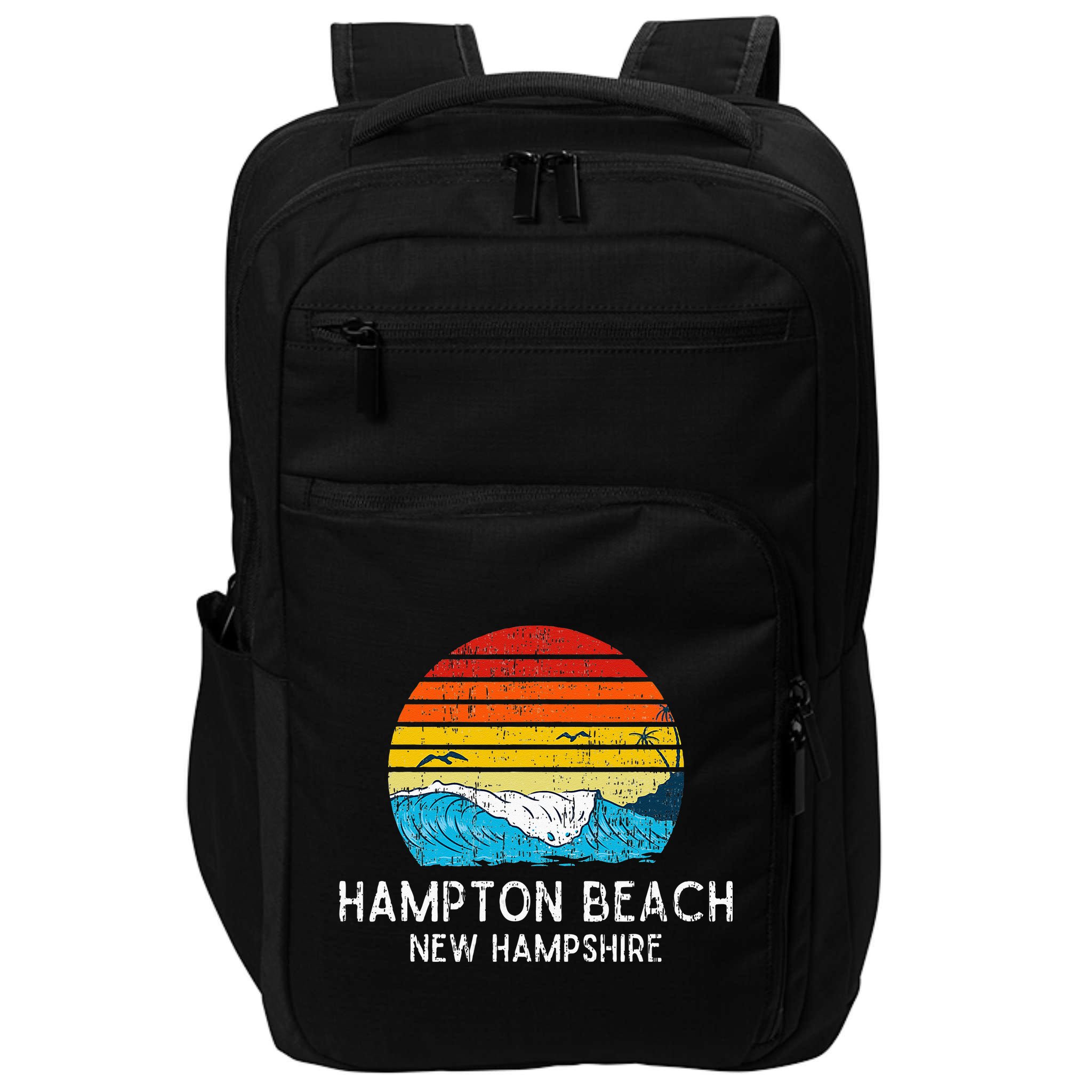 Hampton Beach NH Vintage Beach Ocean Family Vacation Impact Tech Backpack