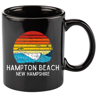Hampton Beach NH Vintage Beach Ocean Family Vacation 11oz C Handle Ceramic Mug