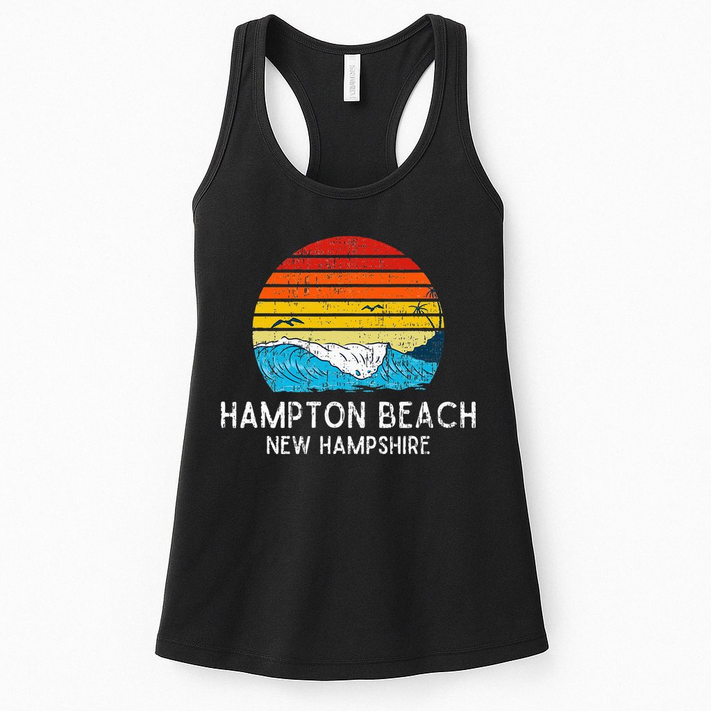 Hampton Beach NH Vintage Beach Ocean Family Vacation Womens Tank Top