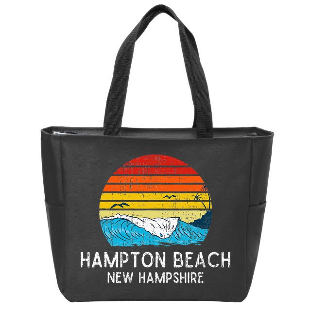 Hampton Beach NH Vintage Beach Ocean Family Vacation Zip Tote Bag