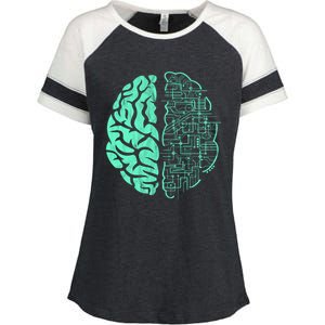 Hu Brain Neuroscience Gift Anatomy Class Student Teacher Gift Enza Ladies Jersey Colorblock Tee