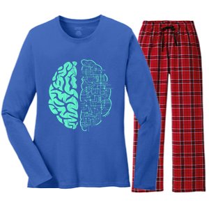 Hu Brain Neuroscience Gift Anatomy Class Student Teacher Gift Women's Long Sleeve Flannel Pajama Set 