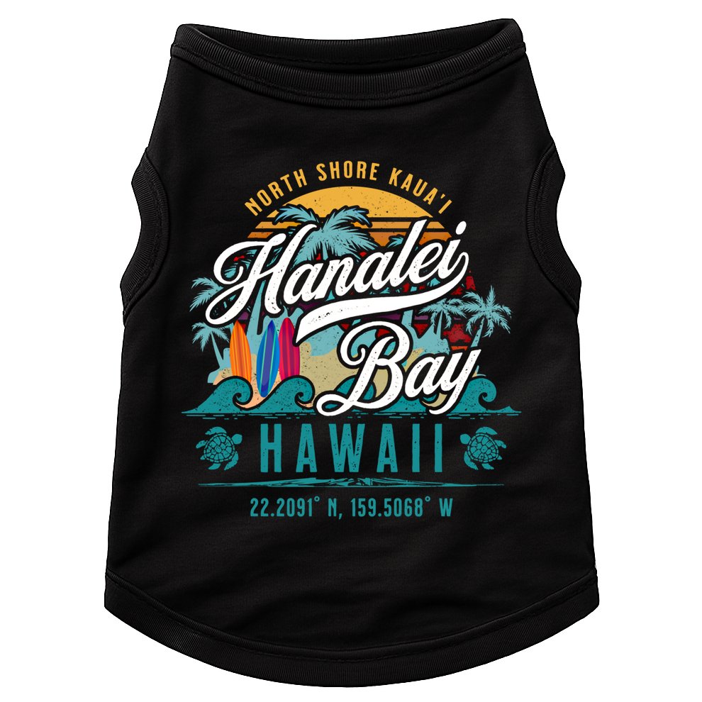 Hanalei Bay North Shore Kauai Hawaii Retro Sun Surf Fishing Meaningful Gift Doggie Tank