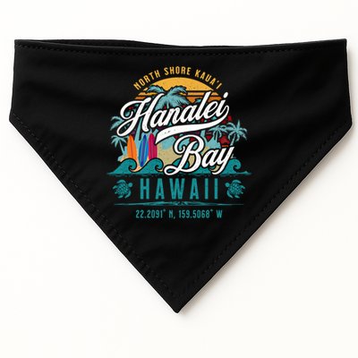 Hanalei Bay North Shore Kauai Hawaii Retro Sun Surf Fishing Meaningful Gift USA-Made Doggie Bandana