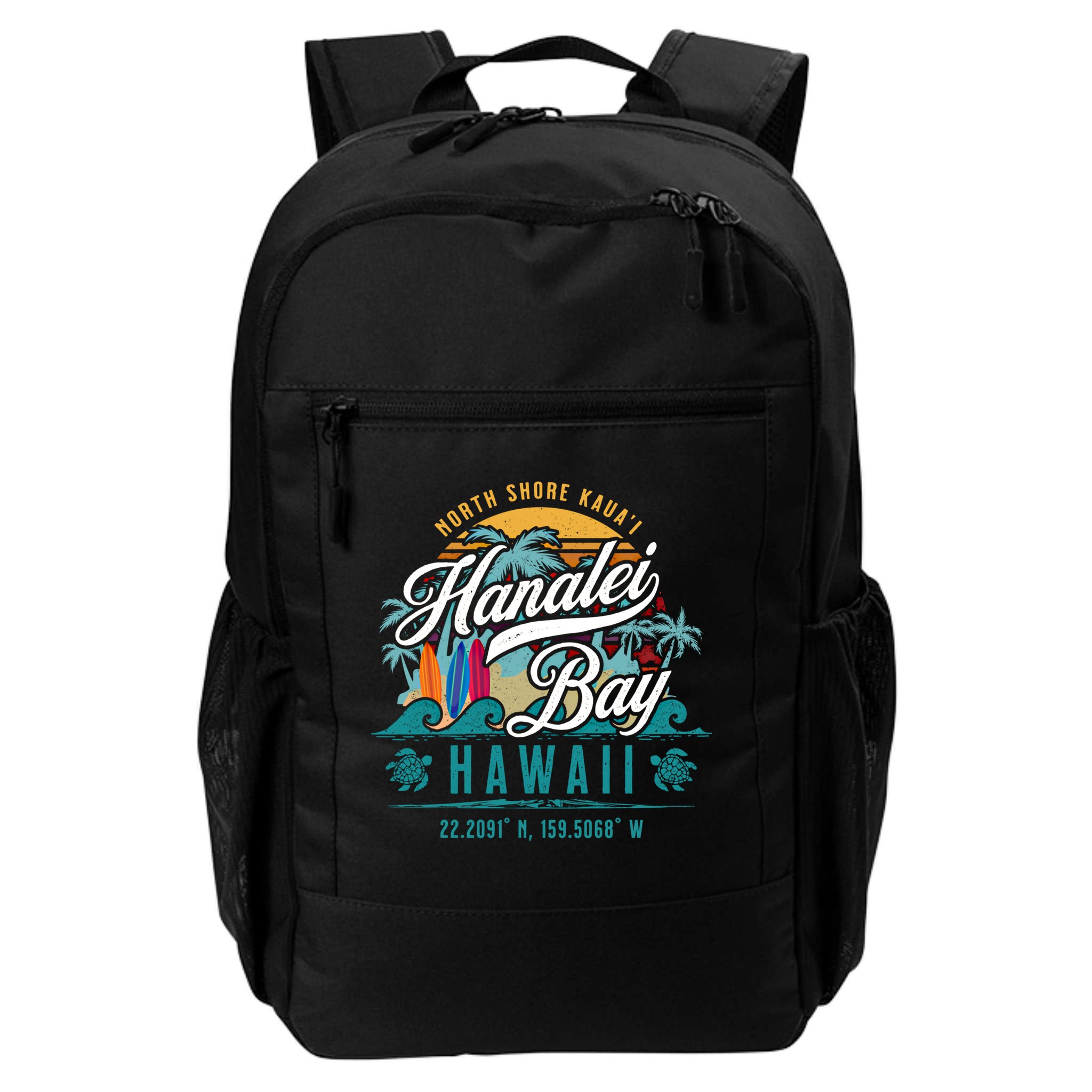 Hanalei Bay North Shore Kauai Hawaii Retro Sun Surf Fishing Meaningful Gift Backpack