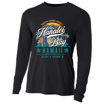 Hanalei Bay North Shore Kauai Hawaii Retro Sun Surf Fishing Meaningful Gift Cooling Performance Long Sleeve Crew