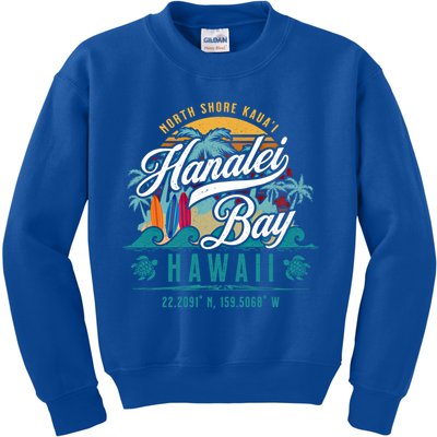 Hanalei Bay North Shore Kauai Hawaii Retro Sun Surf Fishing Meaningful Gift Kids Sweatshirt