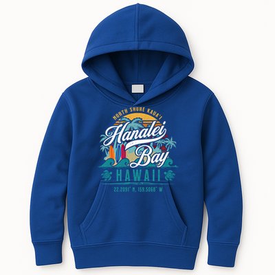 Hanalei Bay North Shore Kauai Hawaii Retro Sun Surf Fishing Meaningful Gift Kids Hoodie