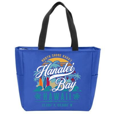 Hanalei Bay North Shore Kauai Hawaii Retro Sun Surf Fishing Meaningful Gift Zip Tote Bag