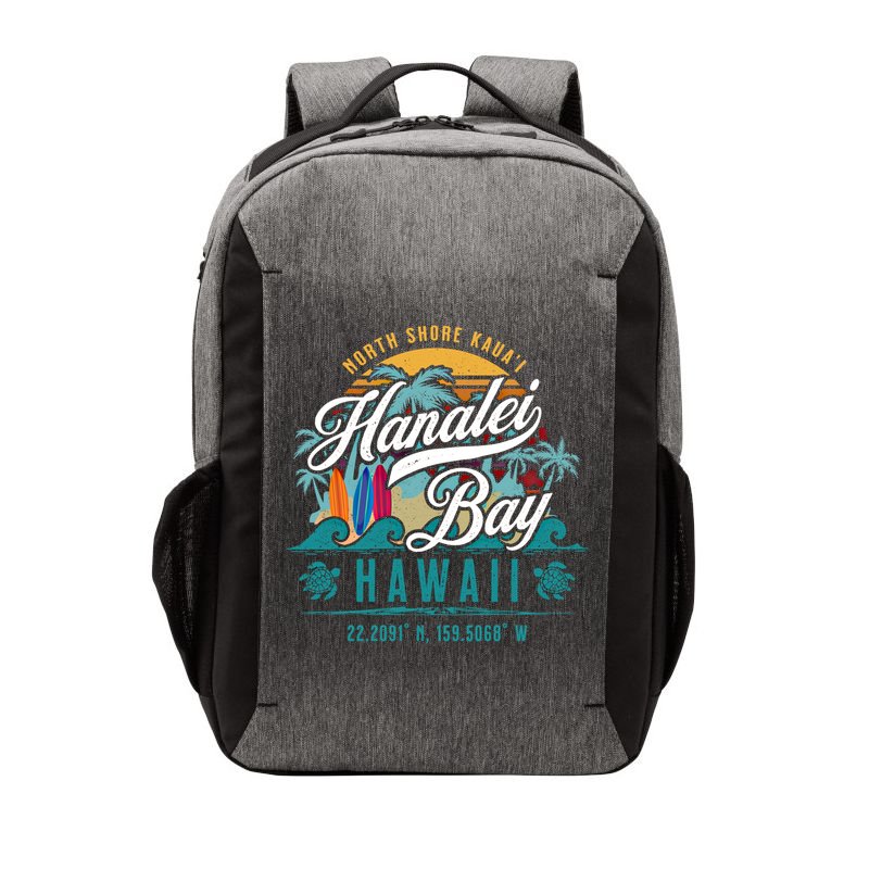 Hanalei Bay North Shore Kauai Hawaii Retro Sun Surf Fishing Meaningful Gift Vector Backpack