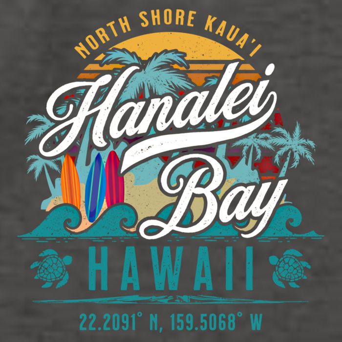 Hanalei Bay North Shore Kauai Hawaii Retro Sun Surf Fishing Meaningful Gift Vector Backpack