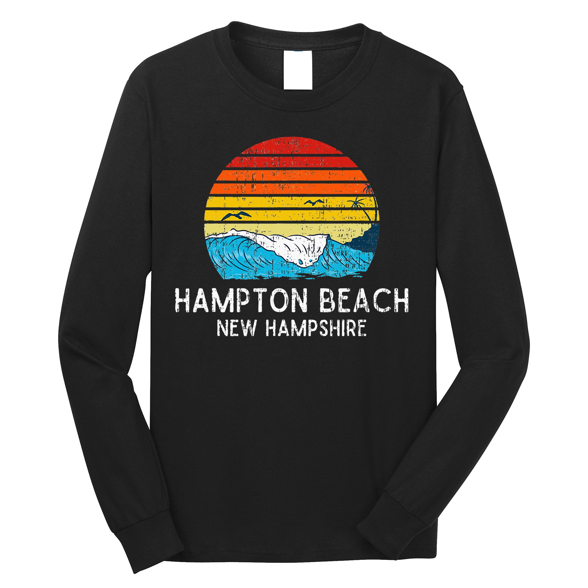 Hampton Beach NH Vintage Beach Ocean Family Vacation Long Sleeve Shirt