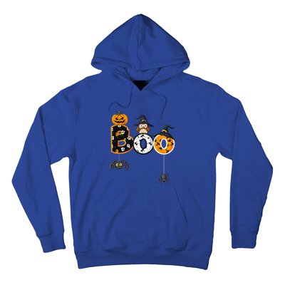 Halloween Boo Owl With Witch Hat Spiders Hoodie