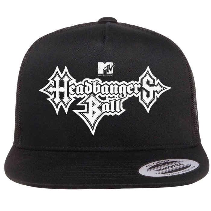 Headbangers Ball Outline Logo Flat Bill Trucker Hat