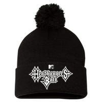 Headbangers Ball Outline Logo Pom Pom 12in Knit Beanie