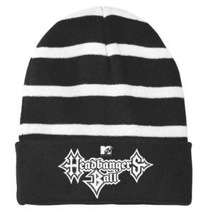 Headbangers Ball Outline Logo Striped Beanie with Solid Band