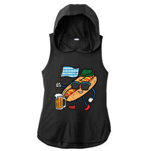 Hotdog Bavarian Octoberfest German Oktoberfest Ladies PosiCharge Tri-Blend Wicking Draft Hoodie Tank