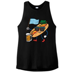 Hotdog Bavarian Octoberfest German Oktoberfest Ladies PosiCharge Tri-Blend Wicking Tank