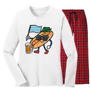 Hotdog Bavarian Octoberfest German Oktoberfest Women's Long Sleeve Flannel Pajama Set 