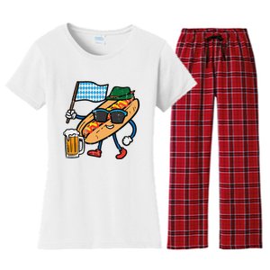 Hotdog Bavarian Octoberfest German Oktoberfest Women's Flannel Pajama Set