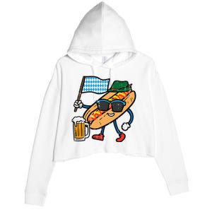 Hotdog Bavarian Octoberfest German Oktoberfest Crop Fleece Hoodie