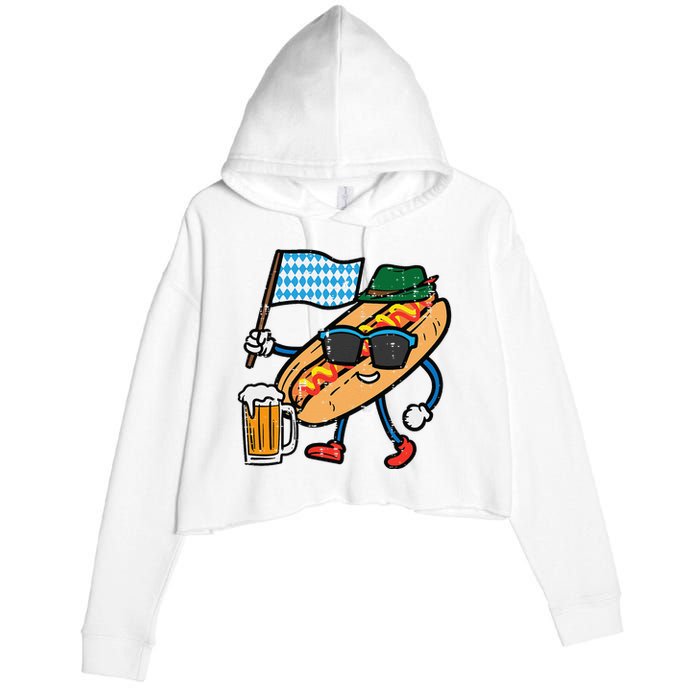 Hotdog Bavarian Octoberfest German Oktoberfest Crop Fleece Hoodie