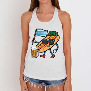 Hotdog Bavarian Octoberfest German Oktoberfest Women's Knotted Racerback Tank