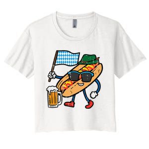 Hotdog Bavarian Octoberfest German Oktoberfest Women's Crop Top Tee