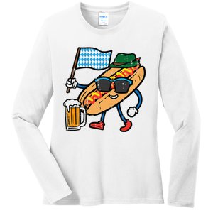 Hotdog Bavarian Octoberfest German Oktoberfest Ladies Long Sleeve Shirt