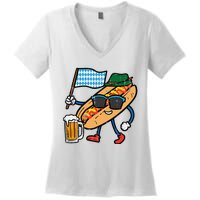 Hotdog Bavarian Octoberfest German Oktoberfest Women's V-Neck T-Shirt