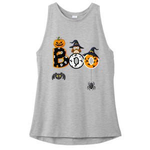 Halloween Boo Owl With Witch Hat Spiders Ladies PosiCharge Tri-Blend Wicking Tank