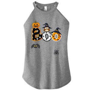 Halloween Boo Owl With Witch Hat Spiders Women's Perfect Tri Rocker Tank