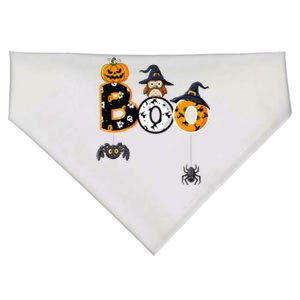 Halloween Boo Owl With Witch Hat Spiders USA-Made Doggie Bandana