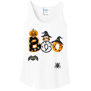 Halloween Boo Owl With Witch Hat Spiders Ladies Essential Tank