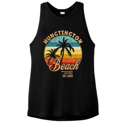 Huntington Beach Orange County California Design For Surfers Gift Ladies PosiCharge Tri-Blend Wicking Tank