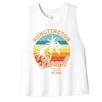 Huntington Beach Orange County California Design For Surfers Gift Women's Racerback Cropped Tank