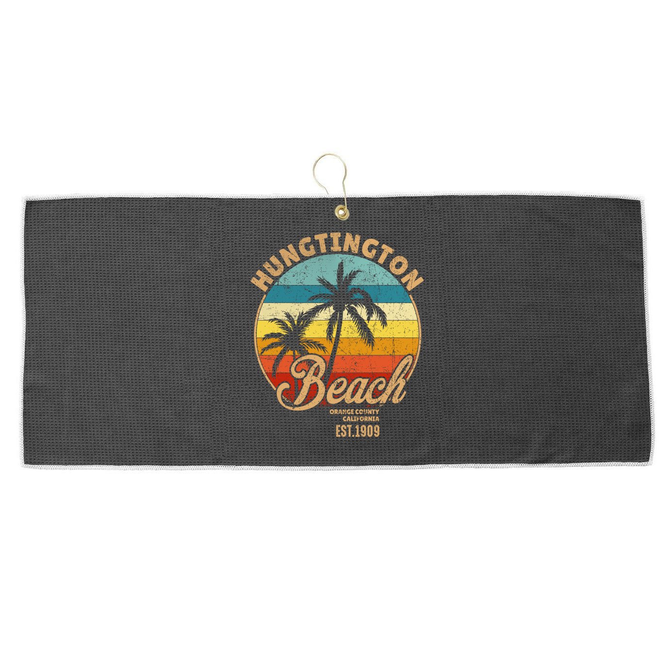 Huntington Beach Orange County California Design For Surfers Cute Gift Large Microfiber Waffle Golf Towel