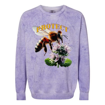 Honey Bee On Mint. Protect! Colorblast Crewneck Sweatshirt