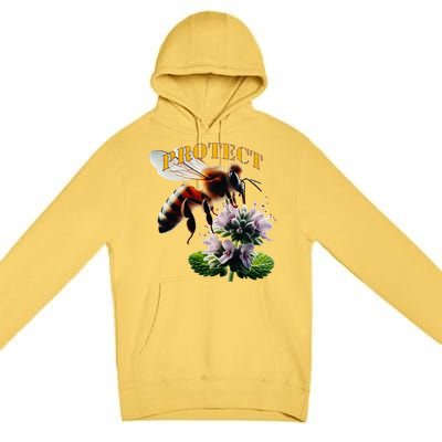 Honey Bee On Mint. Protect! Premium Pullover Hoodie