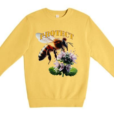 Honey Bee On Mint. Protect! Premium Crewneck Sweatshirt