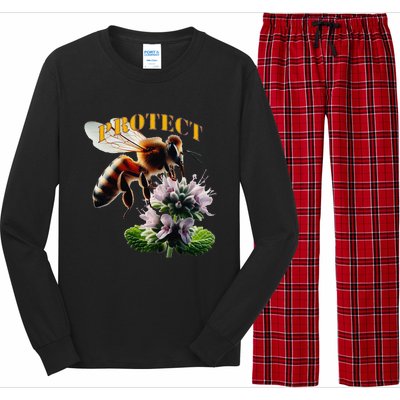 Honey Bee On Mint. Protect! Long Sleeve Pajama Set