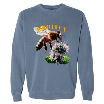 Honey Bee On Mint. Protect! Garment-Dyed Sweatshirt