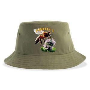 Honey Bee On Mint. Protect! Sustainable Bucket Hat