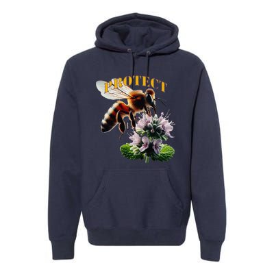 Honey Bee On Mint. Protect! Premium Hoodie