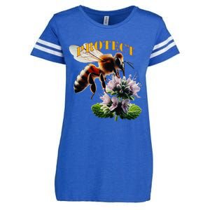 Honey Bee On Mint. Protect! Enza Ladies Jersey Football T-Shirt