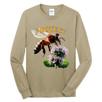 Honey Bee On Mint. Protect! Tall Long Sleeve T-Shirt