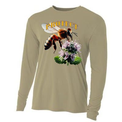 Honey Bee On Mint. Protect! Cooling Performance Long Sleeve Crew