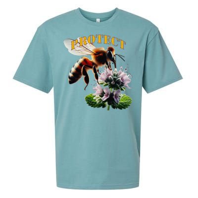 Honey Bee On Mint. Protect! Sueded Cloud Jersey T-Shirt