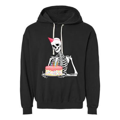 Halloween Birthday Outfit Skeleton Birthday Party Garment-Dyed Fleece Hoodie