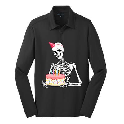 Halloween Birthday Outfit Skeleton Birthday Party Silk Touch Performance Long Sleeve Polo